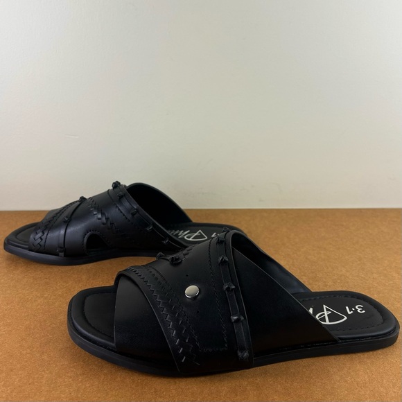 NEW 3.1 PHILLIP LIM BLACK LEATHER SLIDES - Picture 8 of 14